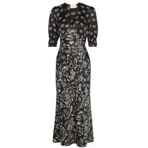 RIXO x Laura Jackson Black White Silk Maxi Dress Zadie Print Women’s SZ Medium
